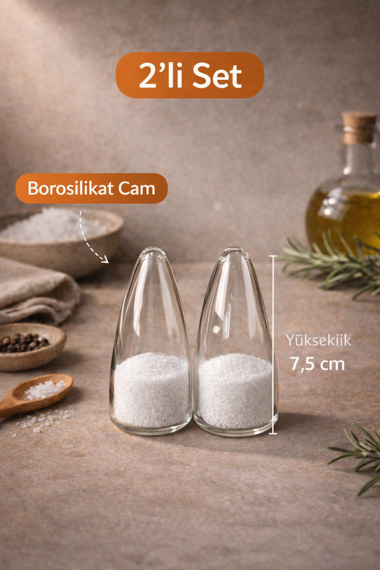 2'li Borosilikat Cam Tuzluk & Biberlik KOD: TUTKU-3057