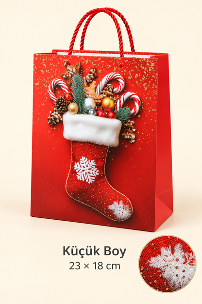 Yılbaşı Temalı Karton Çanta Küçük (23x18 Cm) *45959* KOD: TUTKU-3942