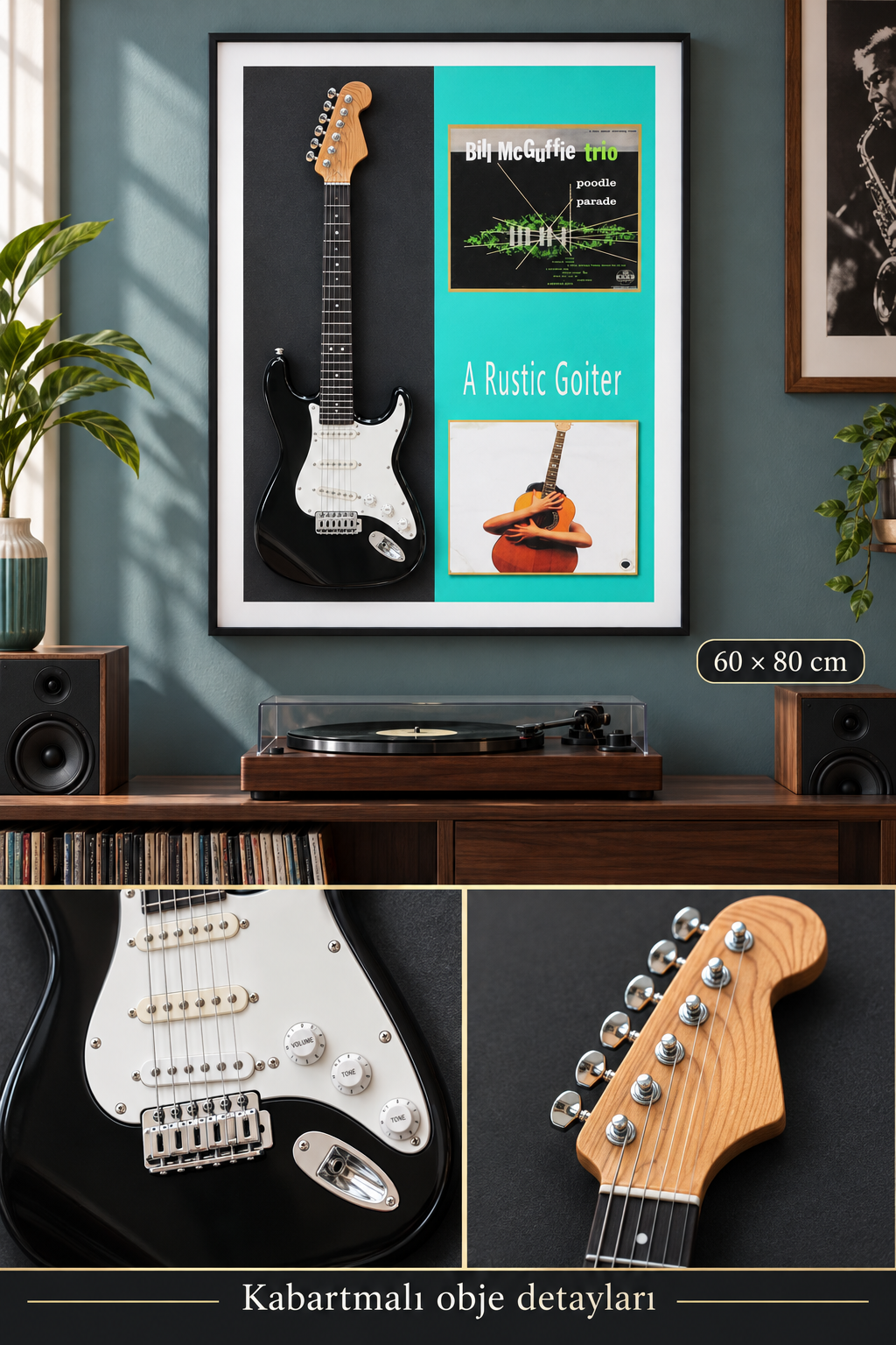 Kabartmalı Elektro Gitar Dekoratif Tablo *45931*6* TUTKU-3920