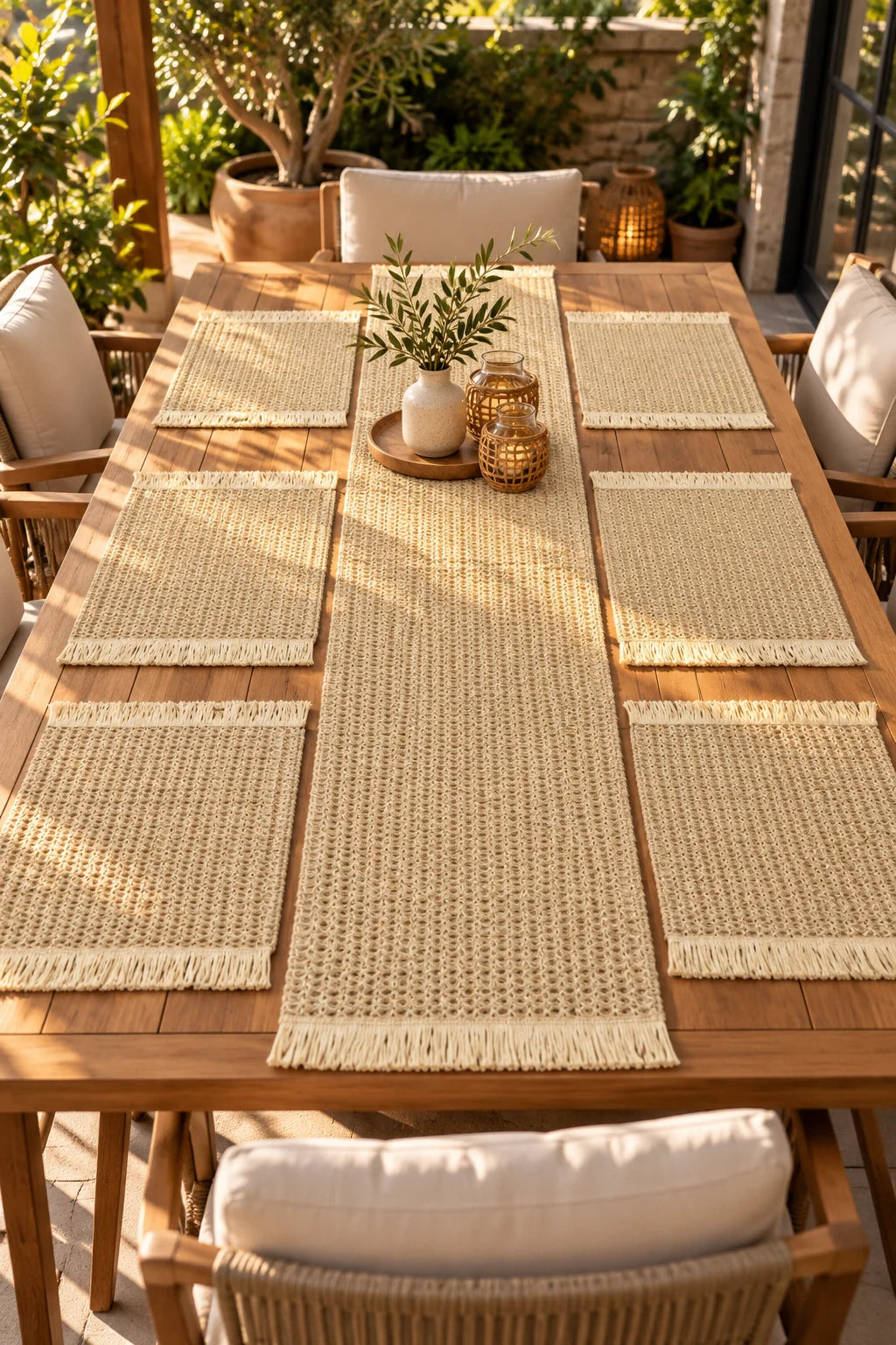 7 Parça Hasır Runner Örtü Set *45938* KOD: TUTKU-3802