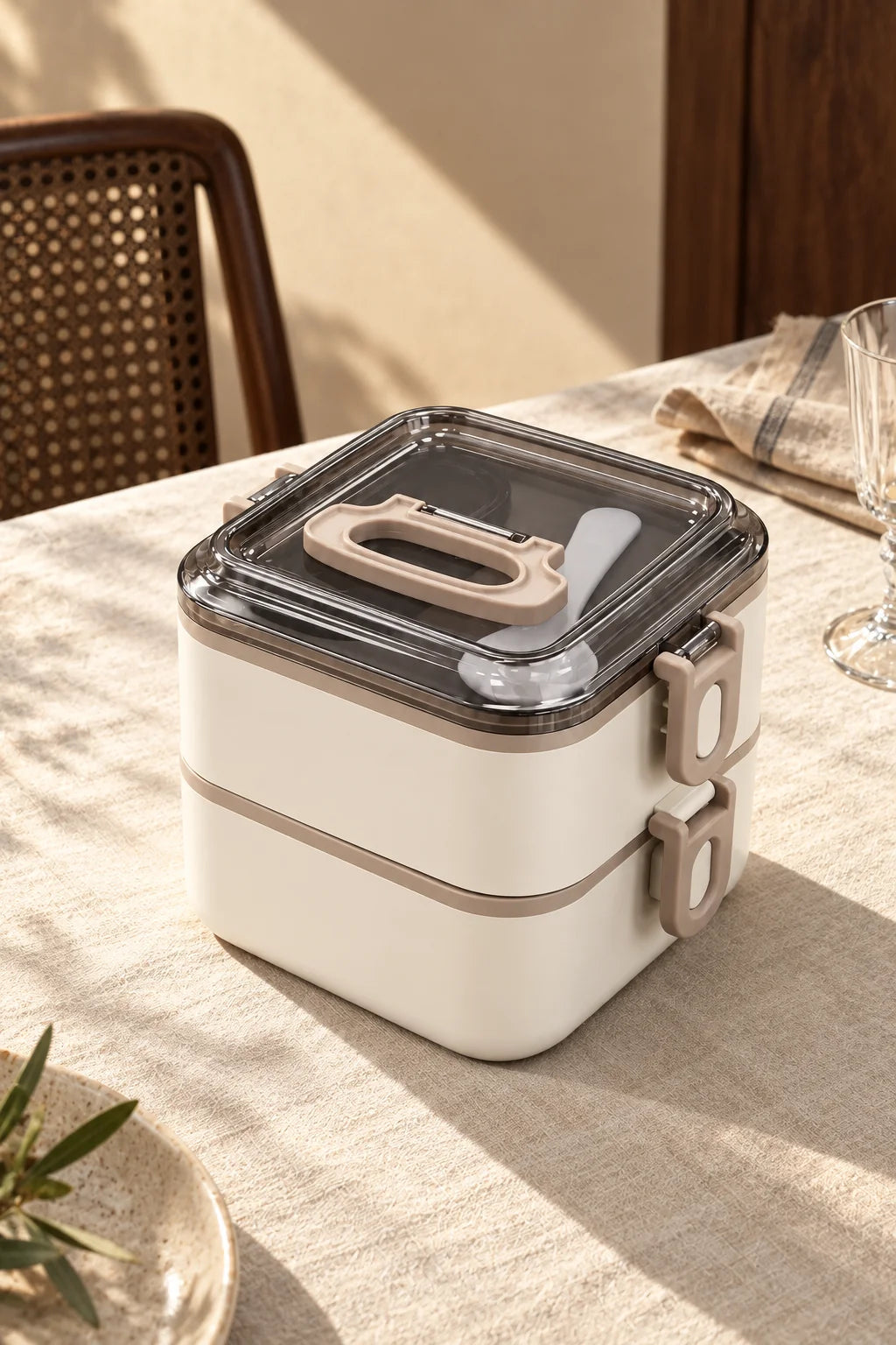 2 Katlı Kare Lunch Box 1200 ml *45340*12* TUTKU-3738
