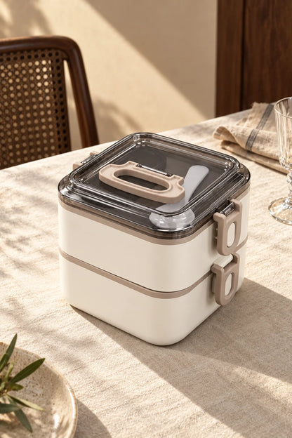 2 Katlı Kare Lunch Box 1200 ml *45340*12* TUTKU-3738