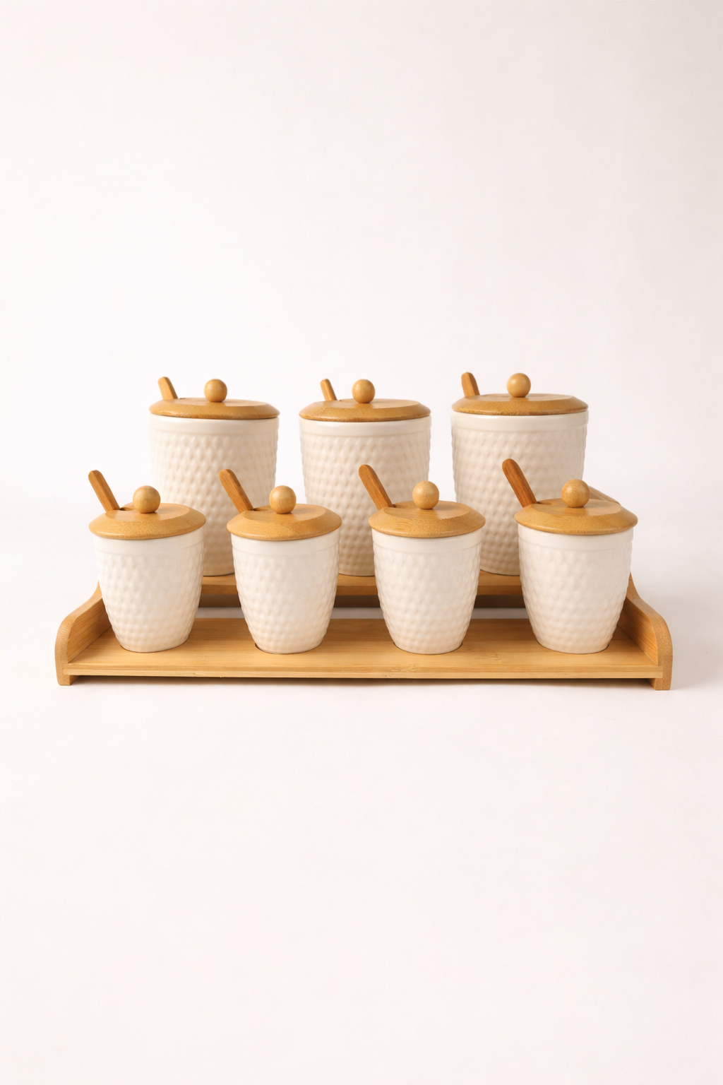 Bambu Standlı Kaşıklı 7'li Baharat Takımı KOD: TUTKU-1419