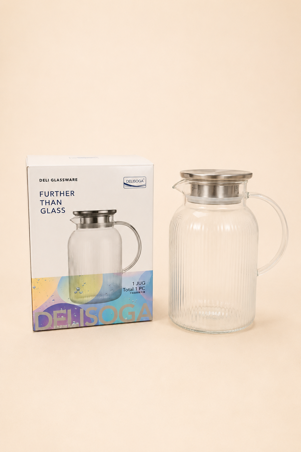 1 Litre Borosilikat Rölyefli Cam Sürahi KOD: TUTKU-704