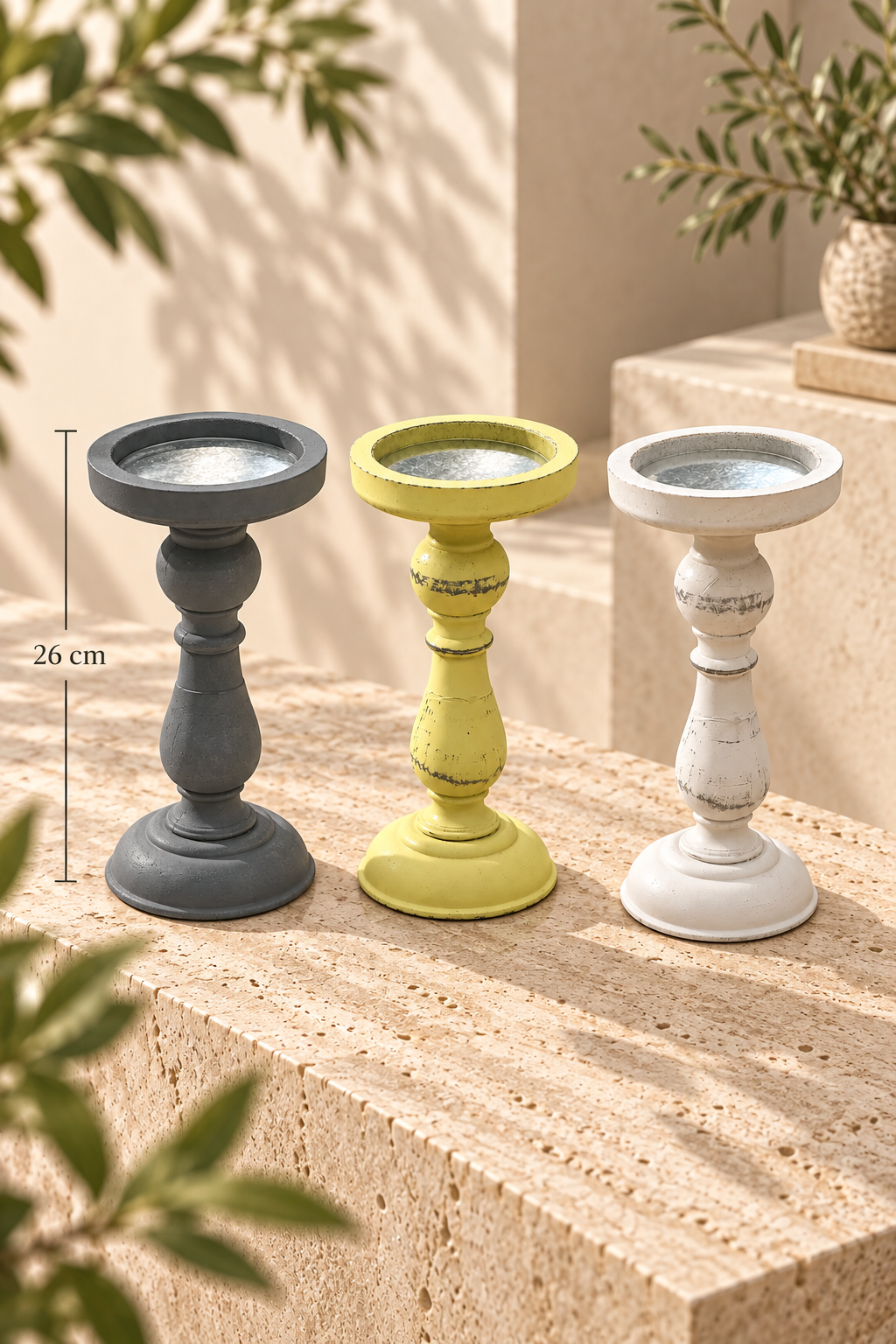 Ahşap Görünümlü Dekoratif Şamdan 26 Cm *45661* KOD: TUTKU-3863