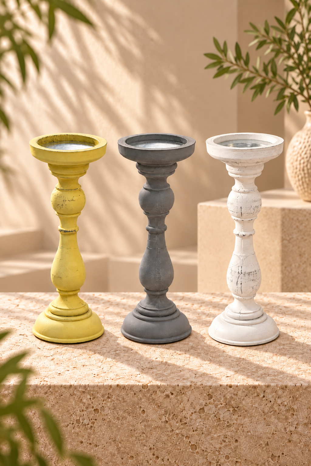 Ahşap Görünüm Dekoratif Şamdan 36 Cm *45662* KOD: TUTKU-3864