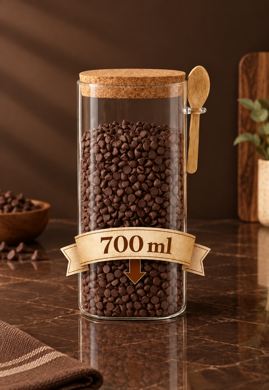 700 Ml Mantar Kapaklı Kaşıklı Cam Kavanoz