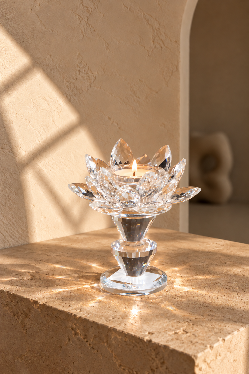 Kristal Lotus Çiçeği Mumluk - 10 cm *41196* TUTKU-2723