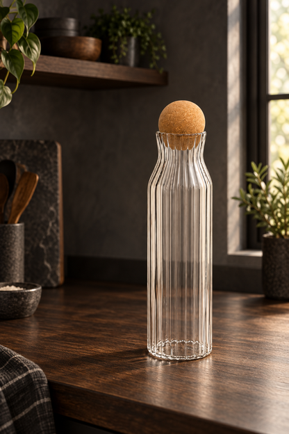 Top Kapaklı Cam Kavanoz Rölyefli 940 Ml