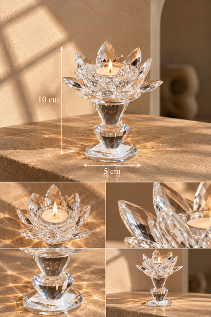 Kristal Lotus Çiçeği Mumluk - 10 cm *41196* TUTKU-2723