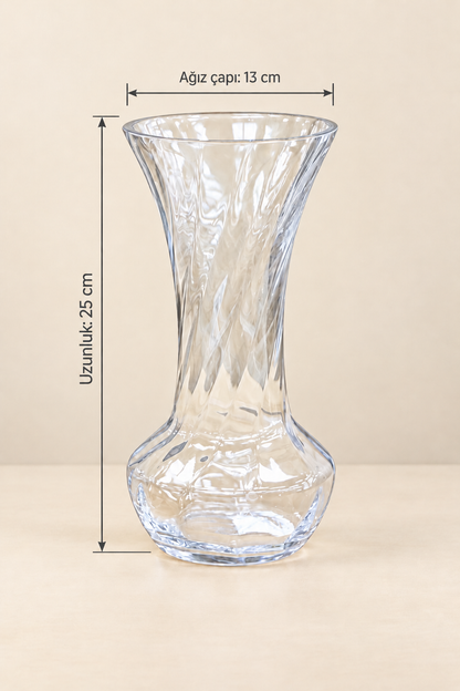 Cam Uzun Vazo Dönen Küçük - 25 cm *MV-2884 *12*