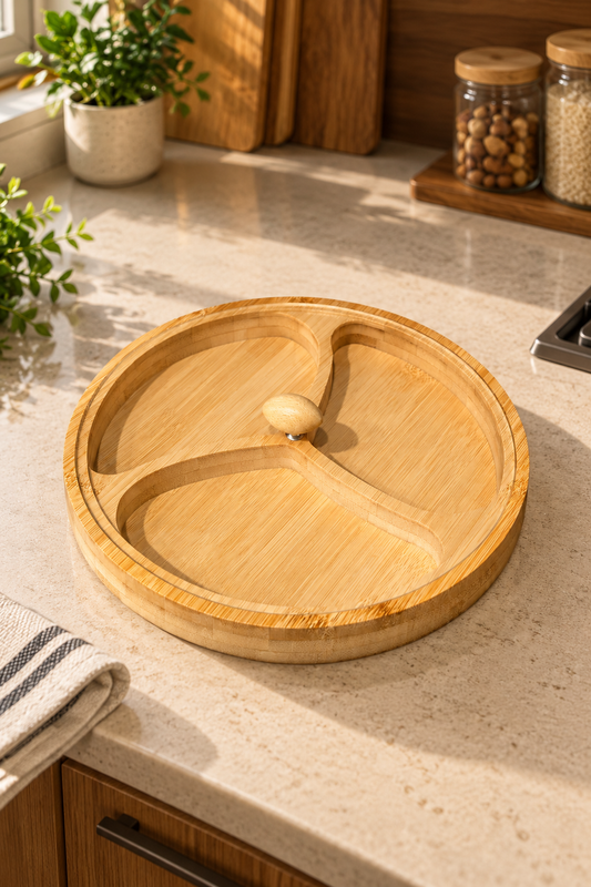 23 Cm Bambu 3 Bölme Kapaklı Sunumluk Küçük KOD: TUTKU-2251