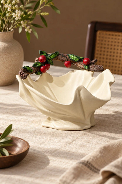 Traverten Yaprak Meyve Sepeti 12 cm *45689*6* TUTKU-3846