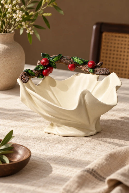 Traverten Yaprak Meyve Sepeti 12 cm *45689*6* TUTKU-3846