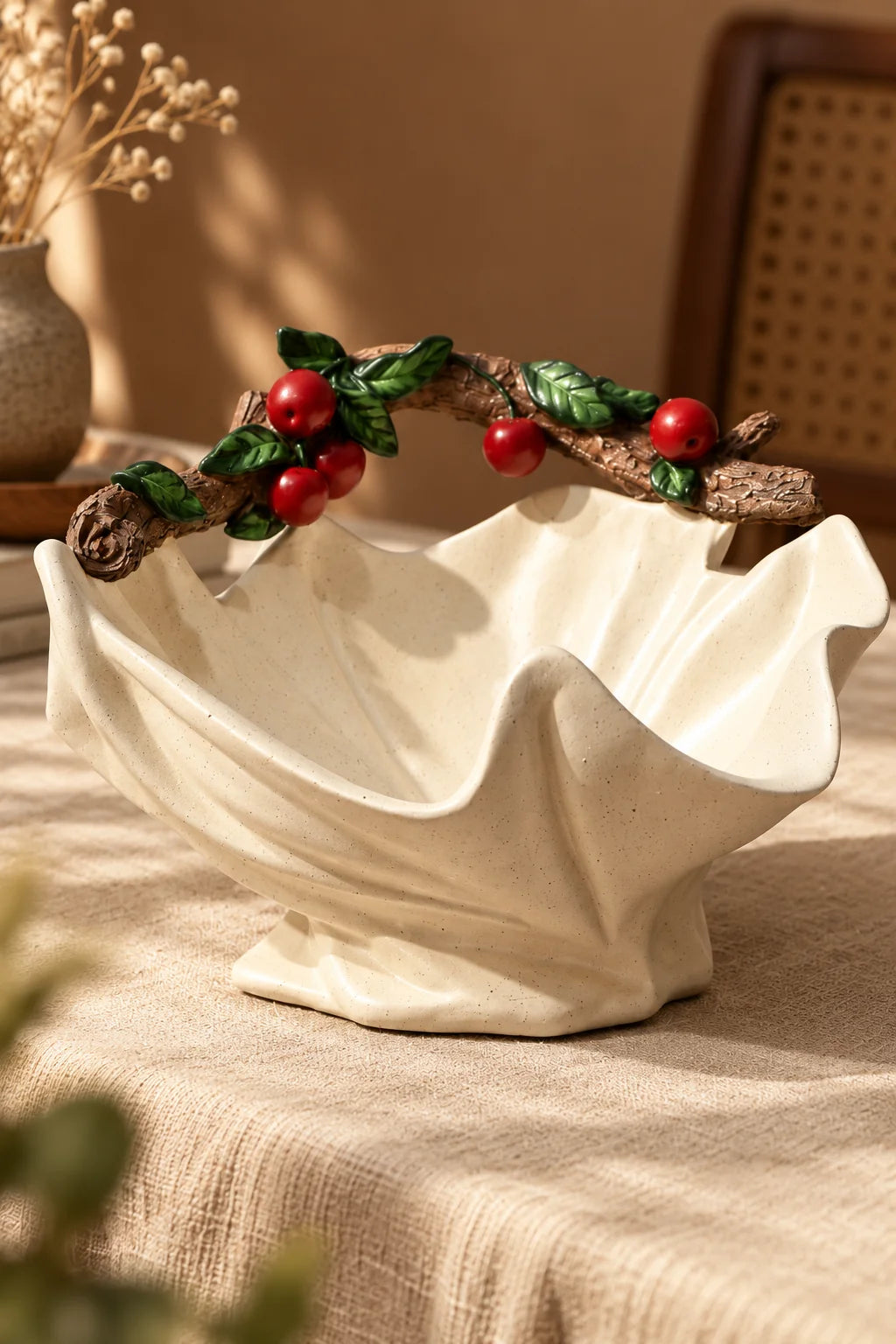 Traverten Yaprak Meyve Sepeti 12 cm *45689*6* TUTKU-3846