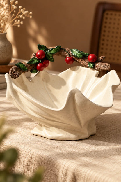 Traverten Yaprak Meyve Sepeti 12 cm *45689*6* TUTKU-3846