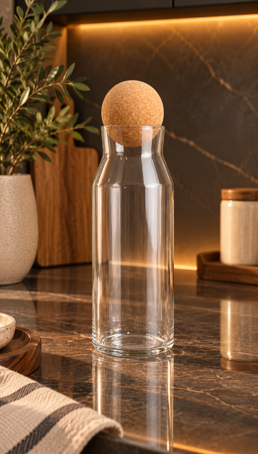 1050 Ml Mantar Kapaklı Cam Kavanoz - 22 Cm