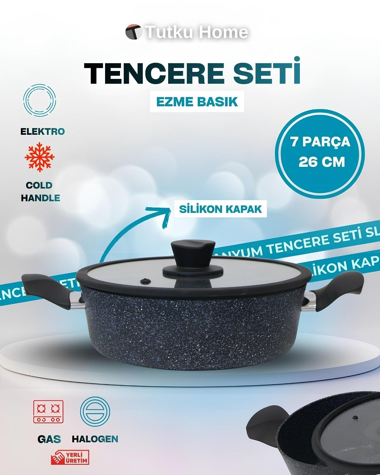 7 Parça Vella 3MM Titanyum Kaplama Çizilmez Tencere Seti KOD:002788