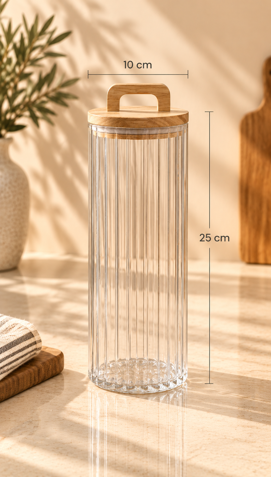 Akasya Kapak Cam Kavanoz Çizgili 10X25 cm*RZ-1041*12*TUTKU-3972