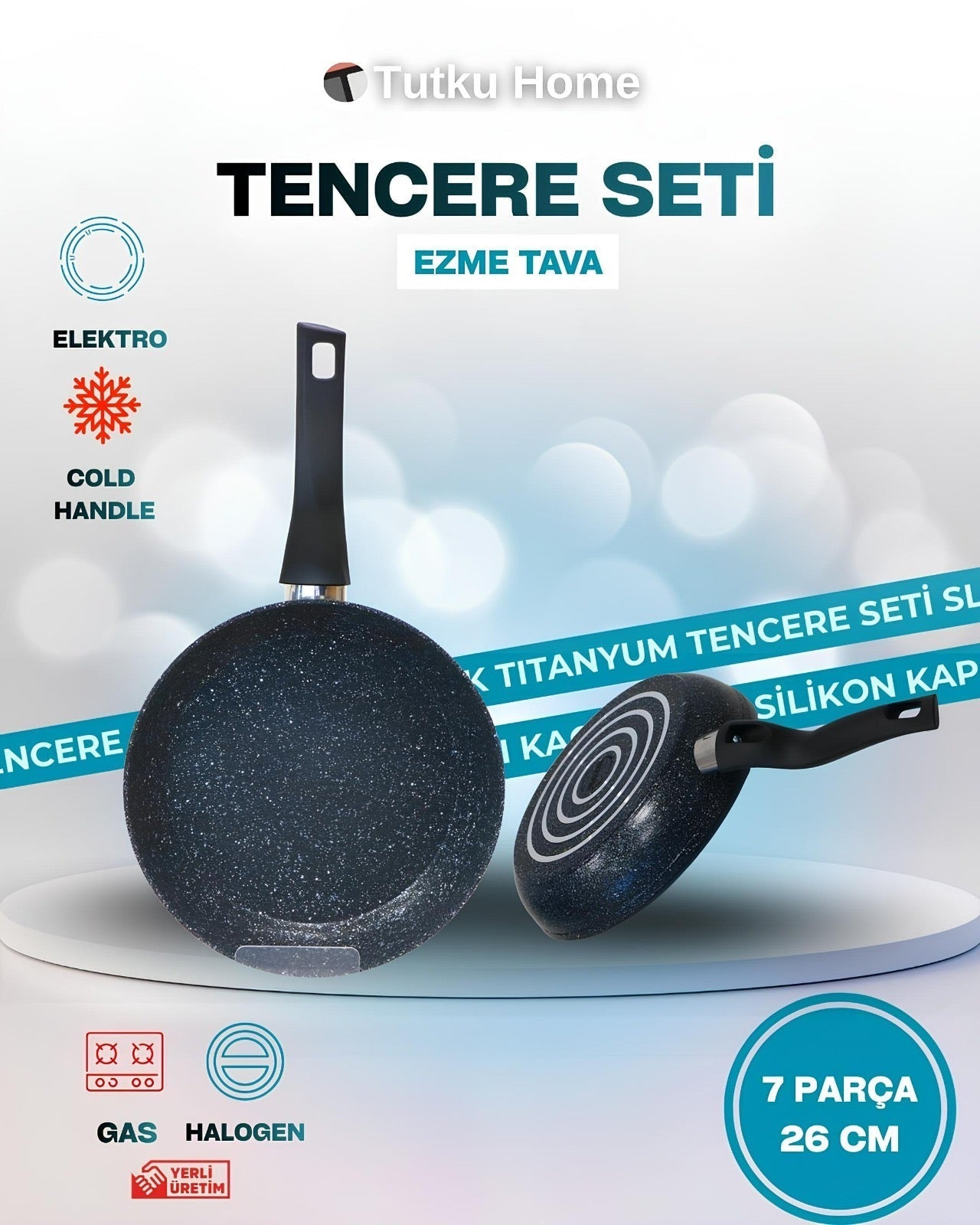 7 Parça Vella 3MM Titanyum Kaplama Çizilmez Tencere Seti KOD:002788