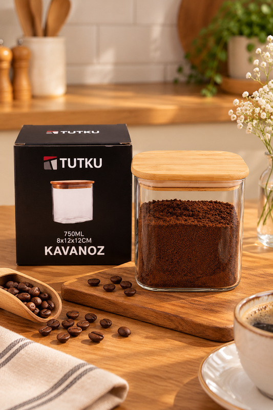 Bambu Kapaklı Cam Kavanoz KOD: TUTKU-3124
