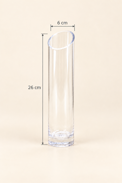 Cam Uzun Kesme Vazo Küçük - 26 cm *MV-2896*24*