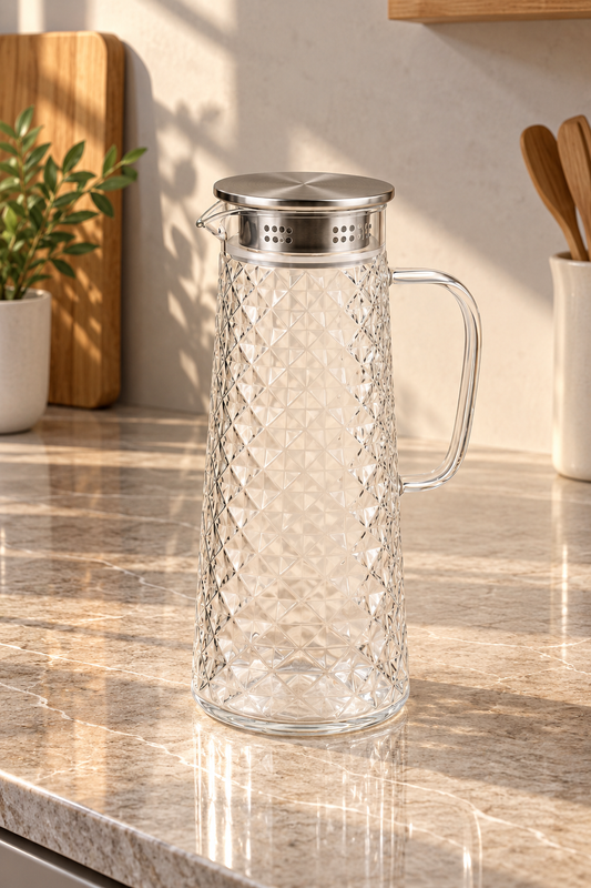 1,4 Litre Metal Kapaklı Cam Sürahi KOD: TUTKU-2884