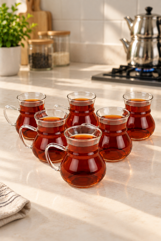 6'lı Borosilikat Cam Çay Bardağı KOD: TUTKU-2450