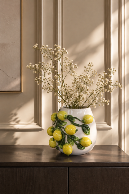 Limon Desenli Seramik Vazo 17 cm*45763* TUTKU-4013