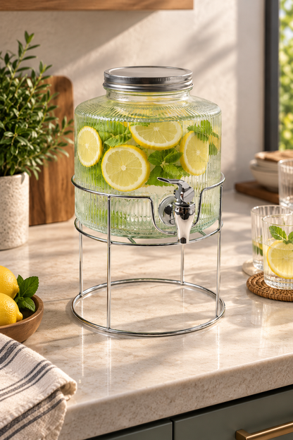 Metal Standlı 2,5 Litre Cam Sebil, Şerbetlik