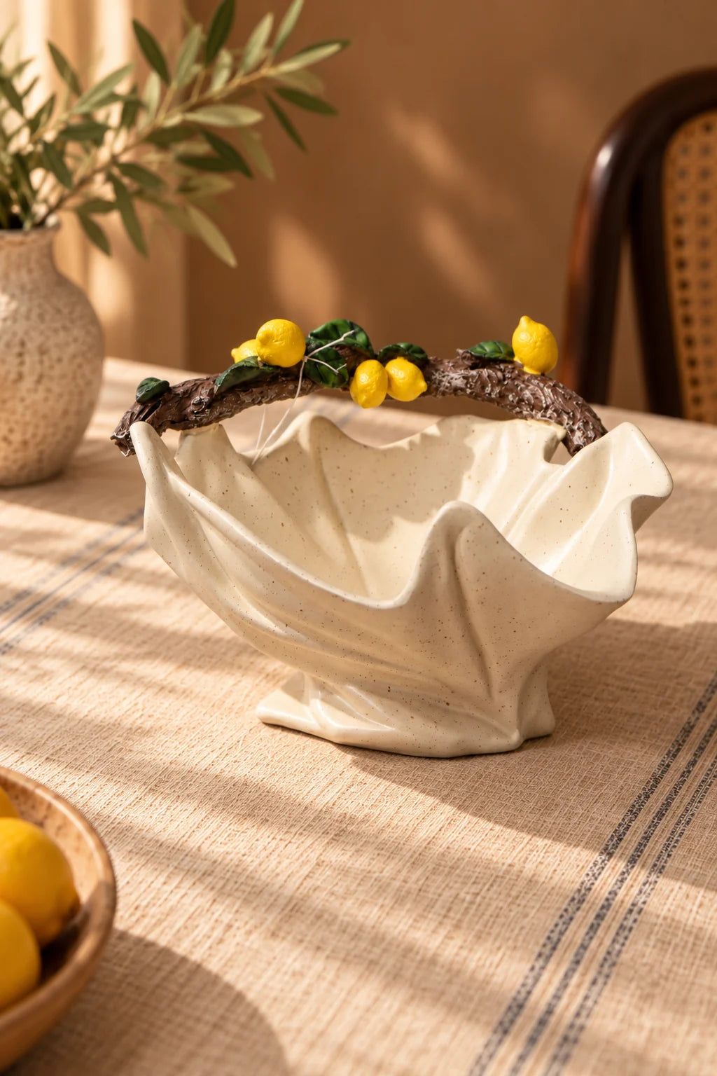 Traverten Yaprak Meyve Sepeti 23 cm*45691*6* TUTKU-3848