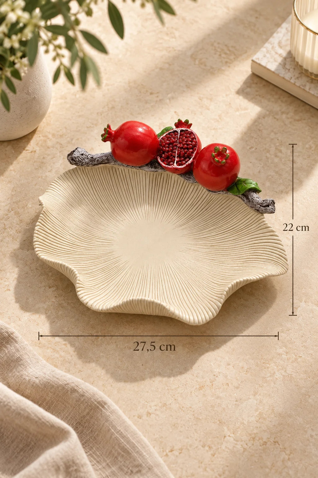 Traverten Dalgalı Meyvelik 22 cm*45685*6* TUTKU-3844