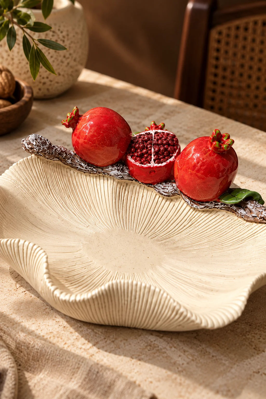 Traverten Dalgalı Meyvelik 22 cm*45685*6* TUTKU-3844
