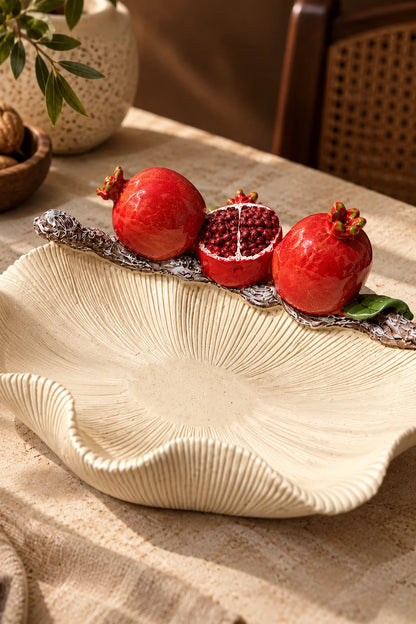 Traverten Dalgalı Meyvelik 22 cm*45685*6* TUTKU-3844