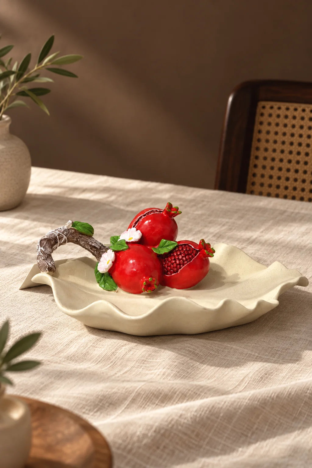 Traverten Yaprak Meyve Servisi 27.5 cm*45683*6* TUTKU-3842