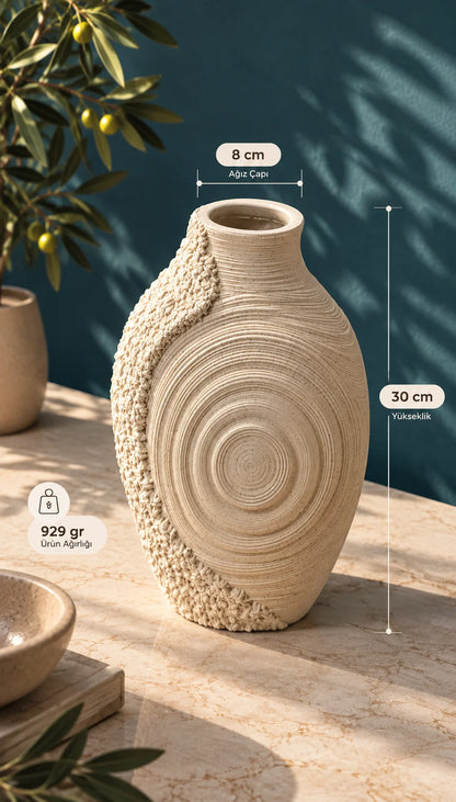 Traverten Dekorlu Vazo 30 cm *45714*6* TUTKU-3851